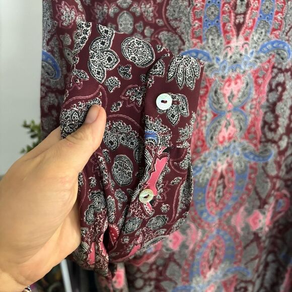 FOXCROFT scarf print shirt dress womens 10 medium  Multicolor Patterned tunic - Picture 7 of 9